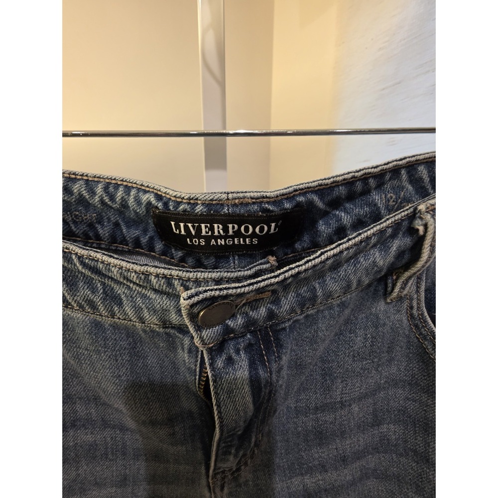 Liverpool Los Angeles Jeans Womens 12/36 Blue Straight Distressed - Picture 3 of 16